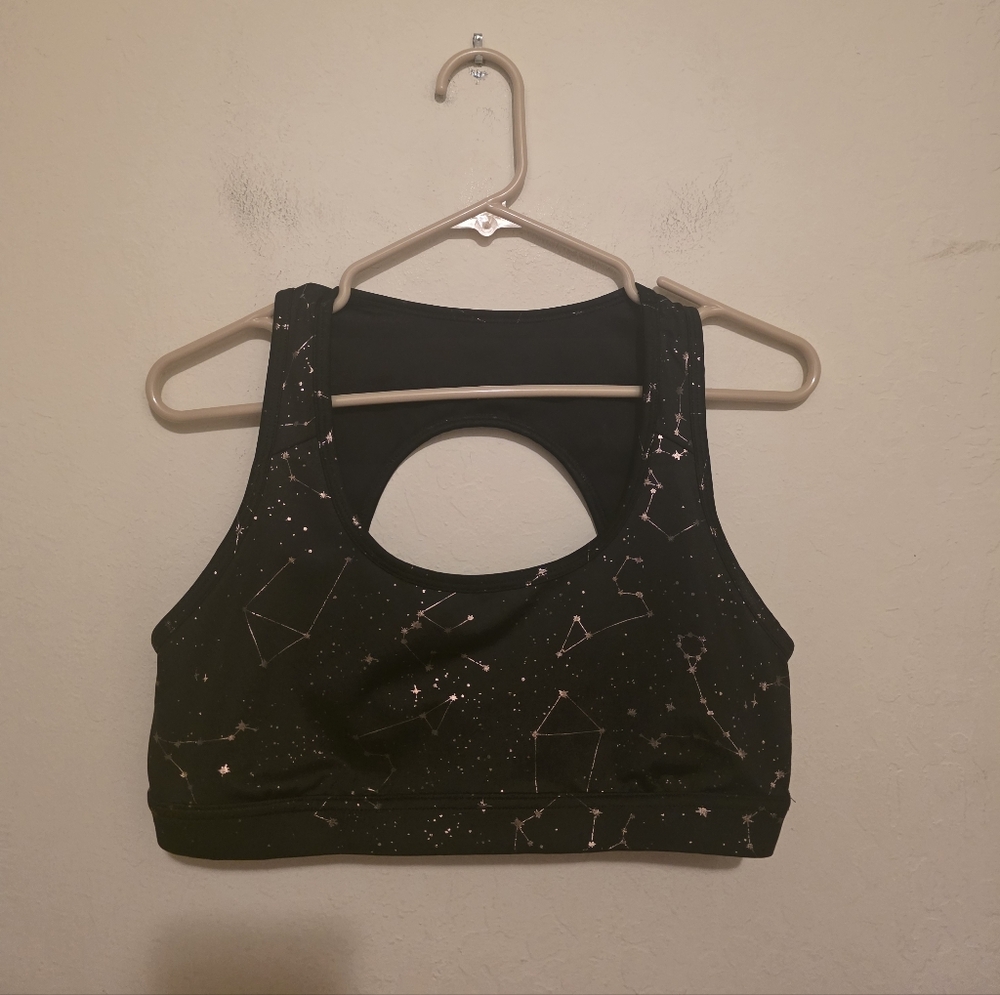 JoyLab Black Sports Bra with Starry Design Size Large